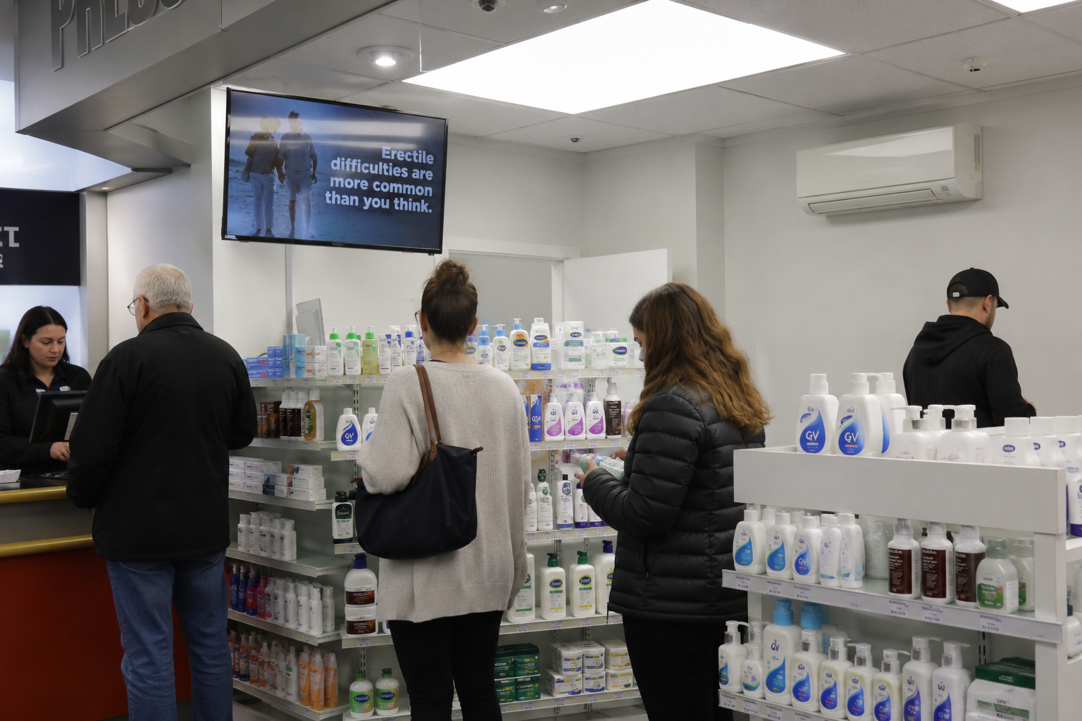Medtalk screen above the counter at Naenae Pharmacy